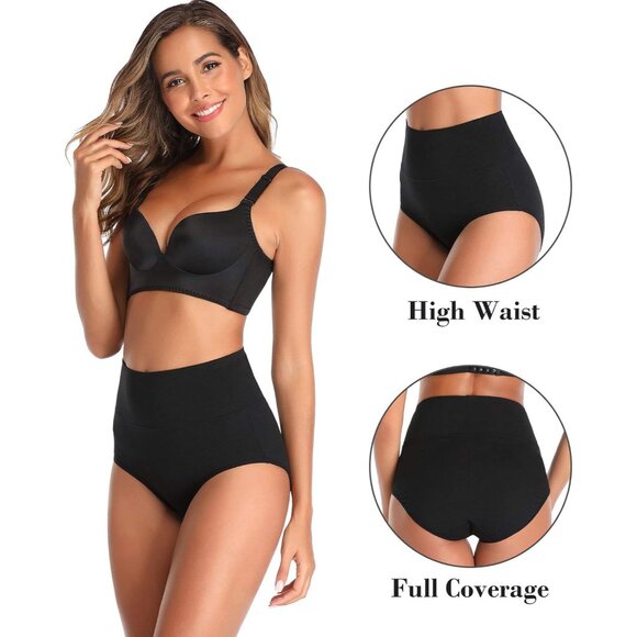 Women's High Waisted Cotton Briefs Breathable Full Coverage Multipack - Picture 3 of 5